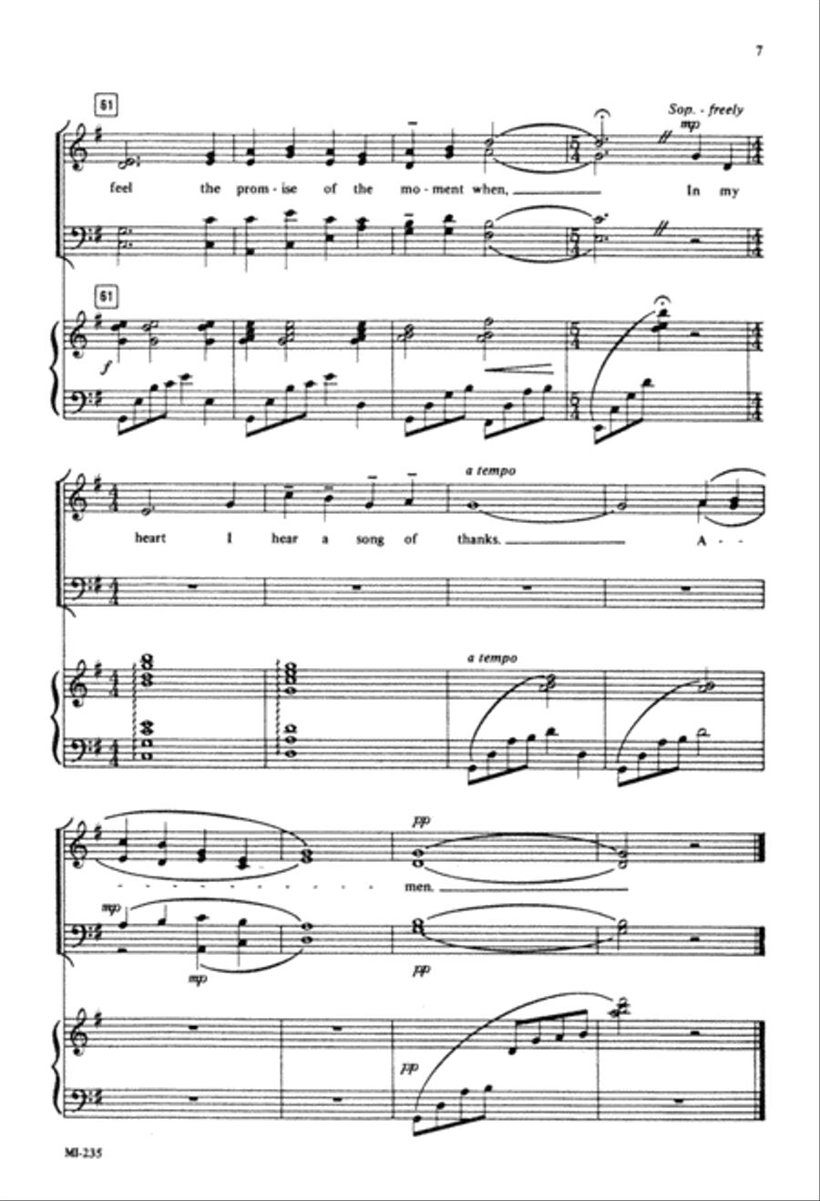A Song of Thanks (Digital Download) 4-Part scores gallery preview page 7