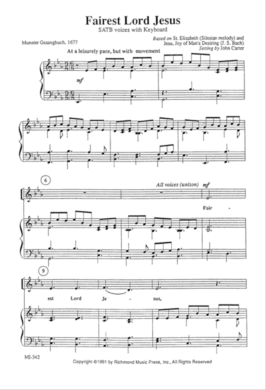 Fairest Lord Jesus (Digital Download) 4-Part scores gallery preview page 2