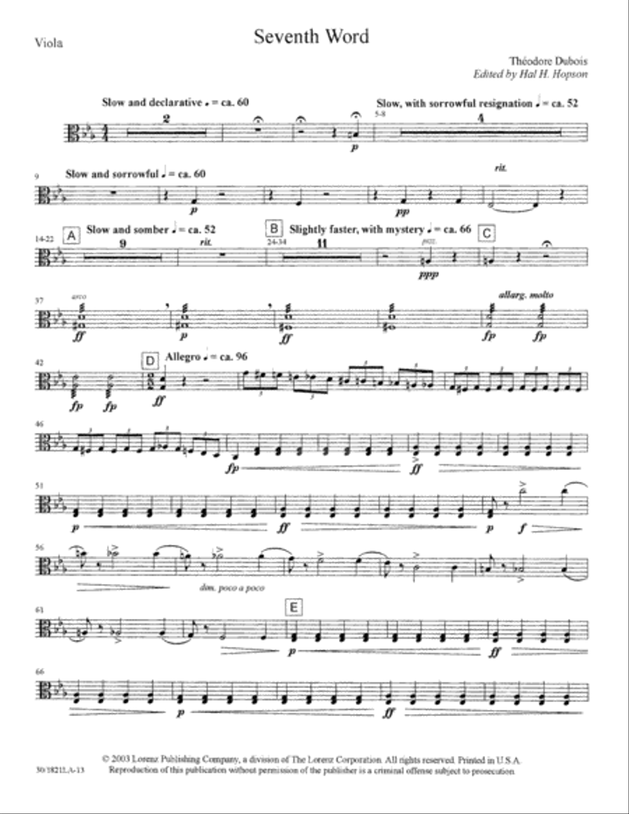 The Seven Last Words of Christ - Viola Choir scores gallery preview page 16