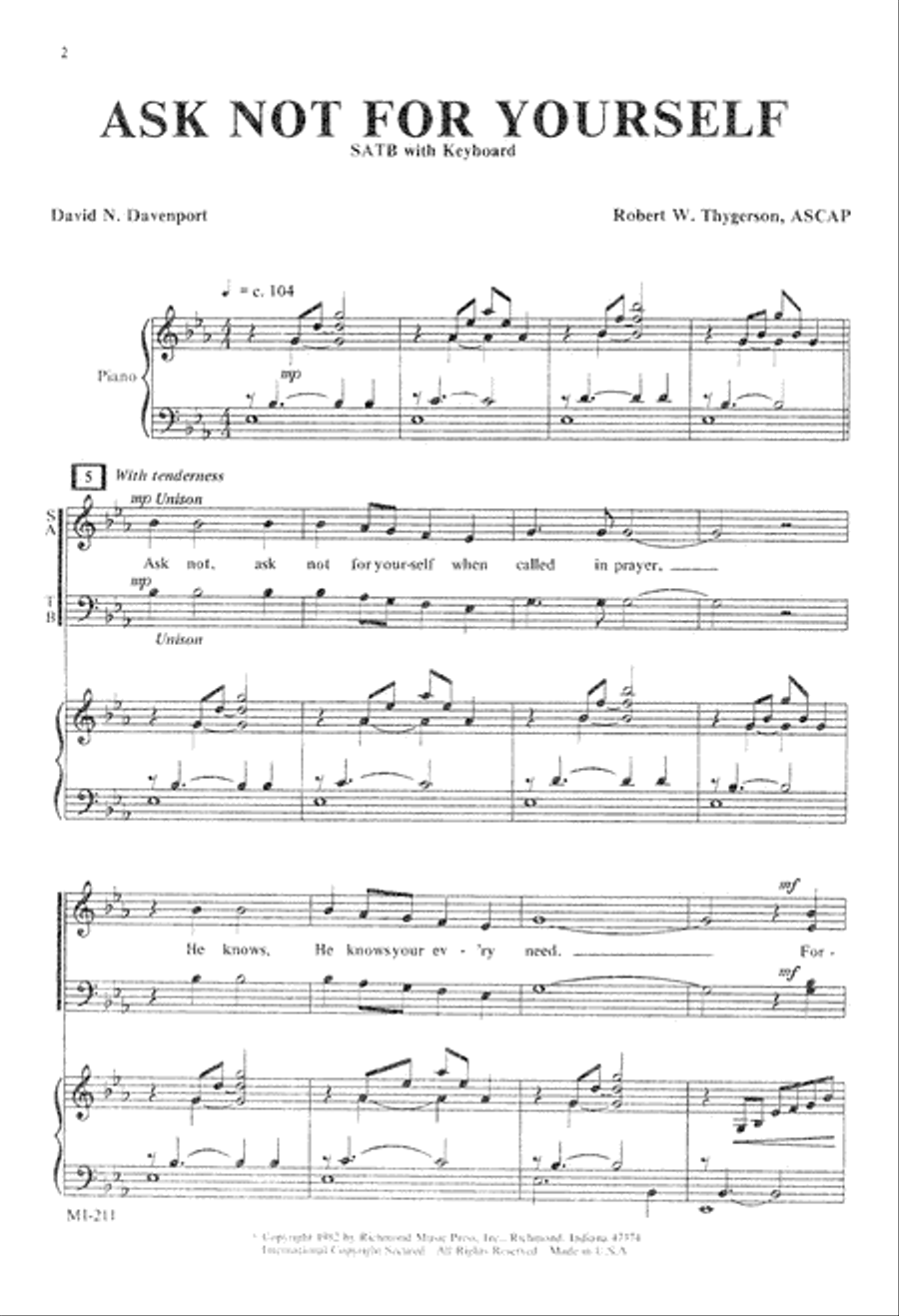 Ask Not for Yourself (Digital Download) 4-Part scores gallery preview page 2