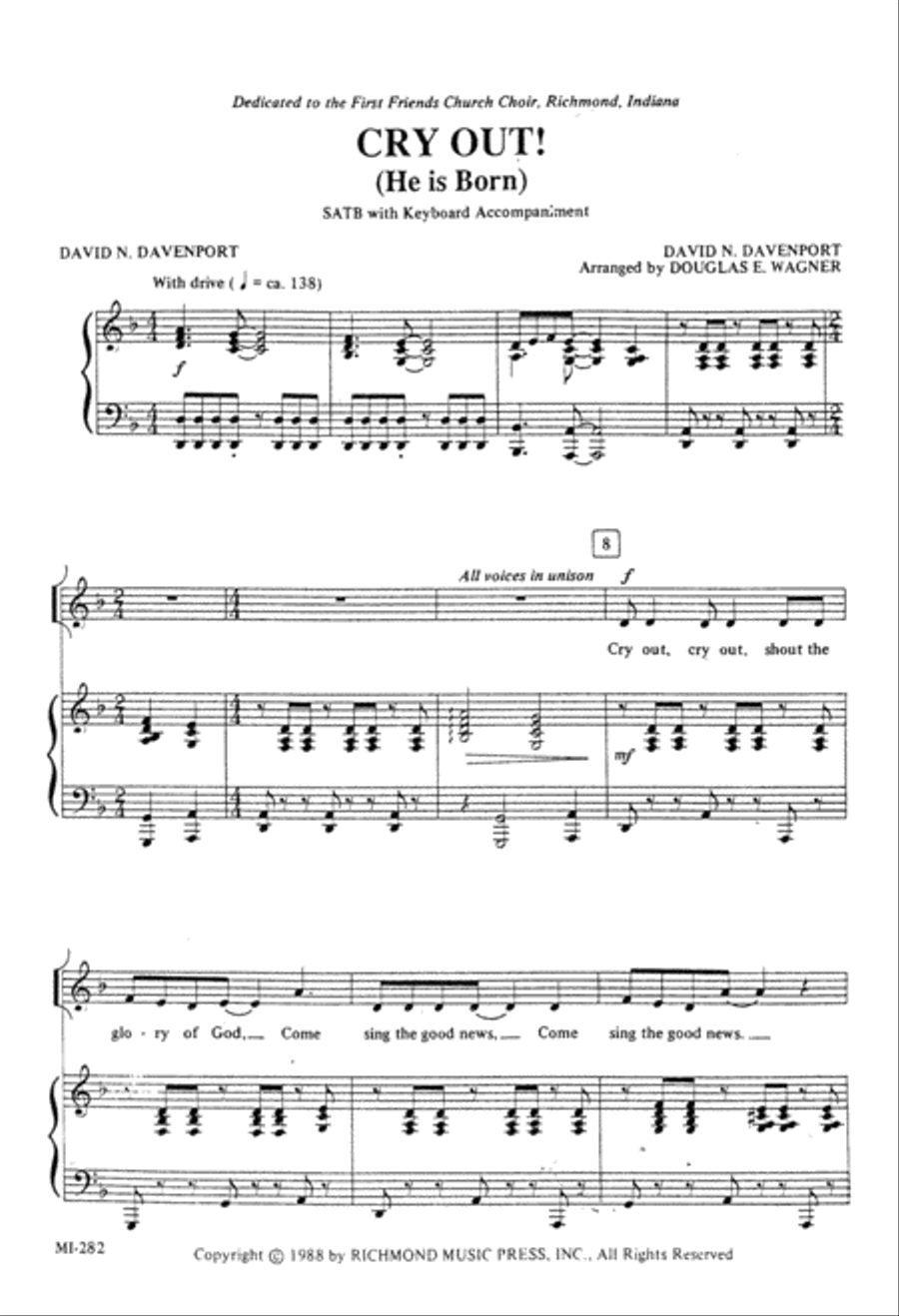 Cry Out (He Is Born) (Digital Download) 4-Part scores gallery preview page 3