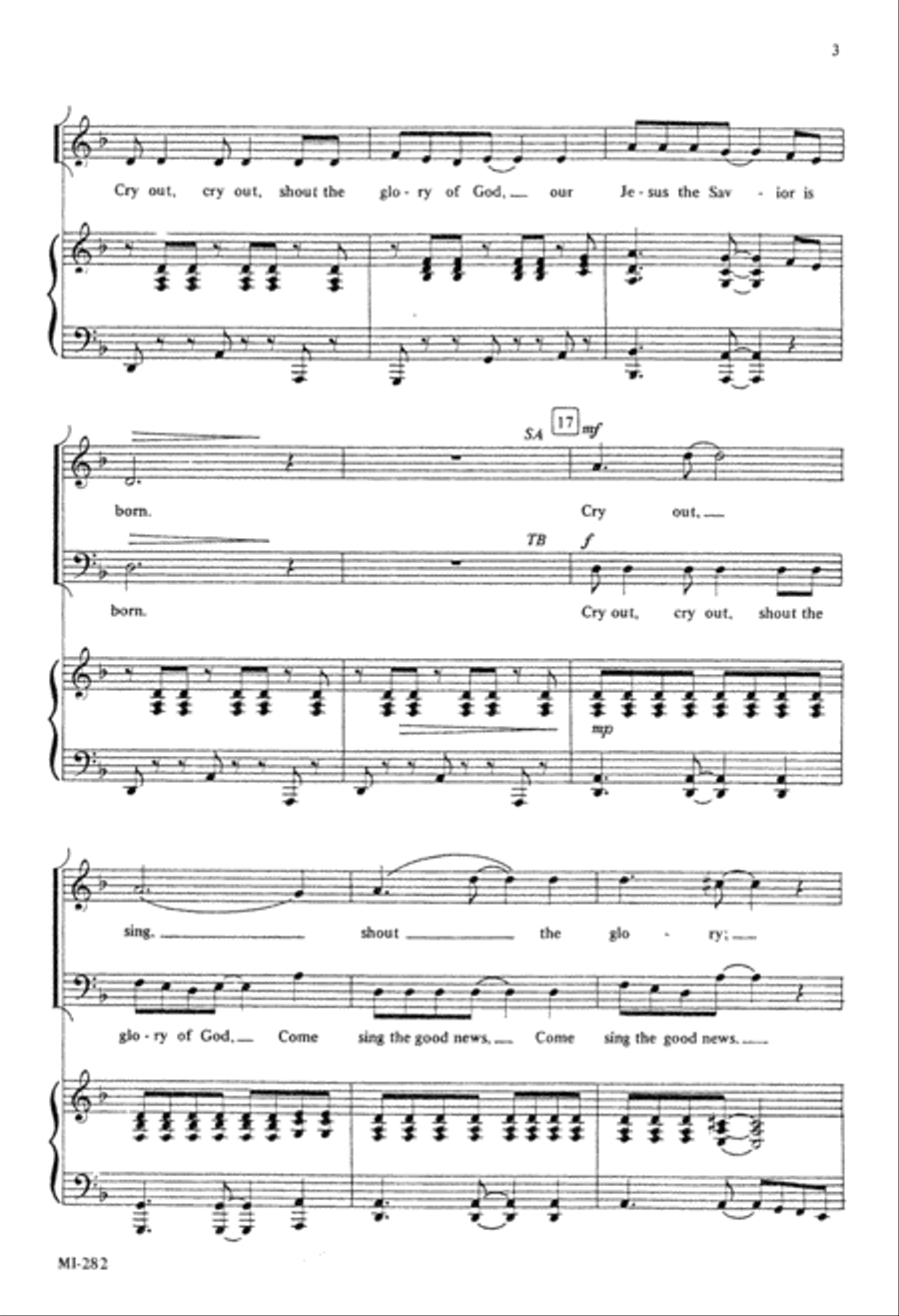 Cry Out (He Is Born) (Digital Download) 4-Part scores gallery preview page 4