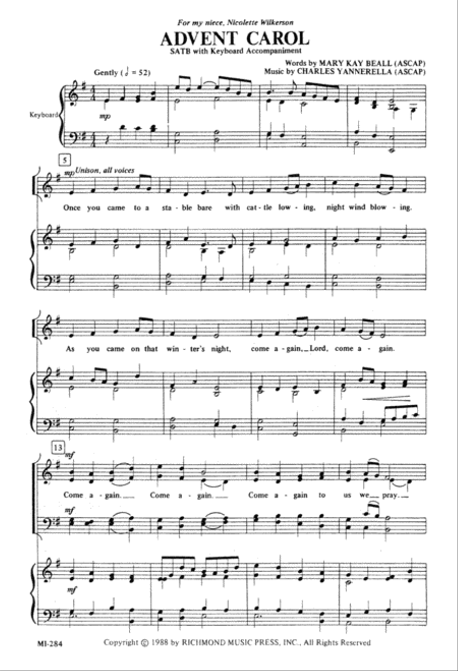 Advent Carol Advent Carol 4-Part scores gallery preview page 2