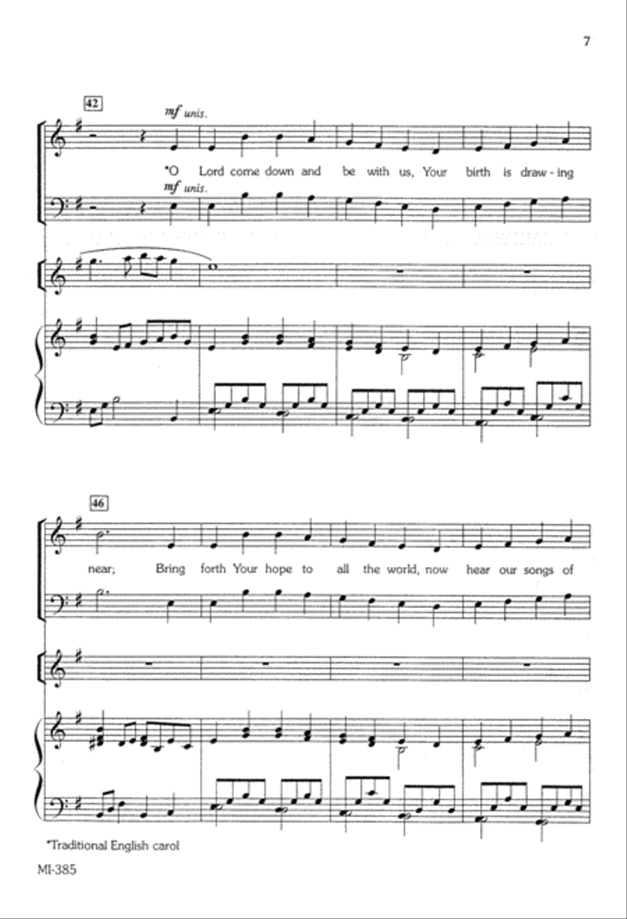 Come Again, Emmanuel (Digital Download) 4-Part scores gallery preview page 7