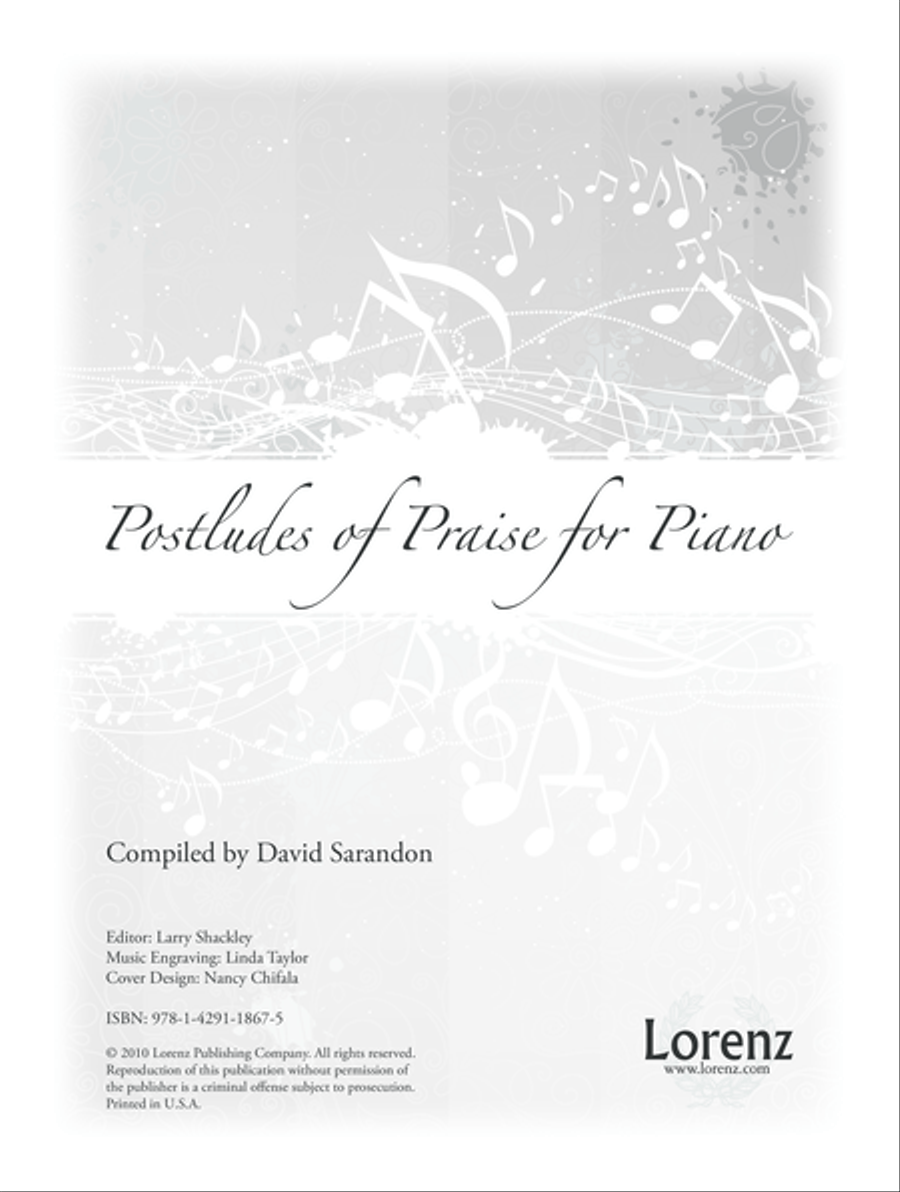 Postludes of Praise for Piano (Digital Download) Piano Solo scores gallery preview page 1