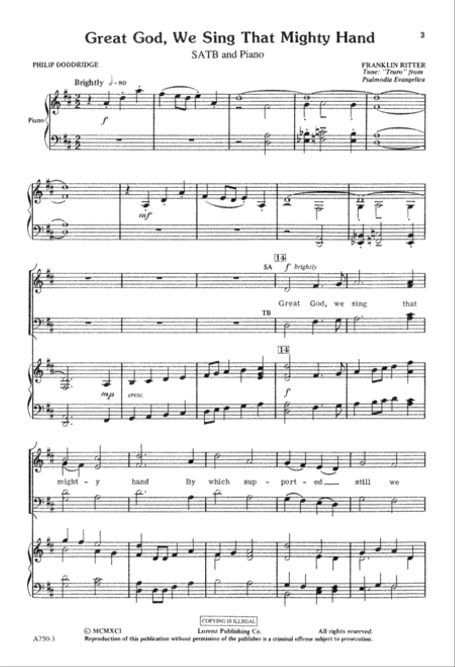 Great God, We Sing That Mighty Hand (Digital Download) 4-Part scores gallery preview page 3
