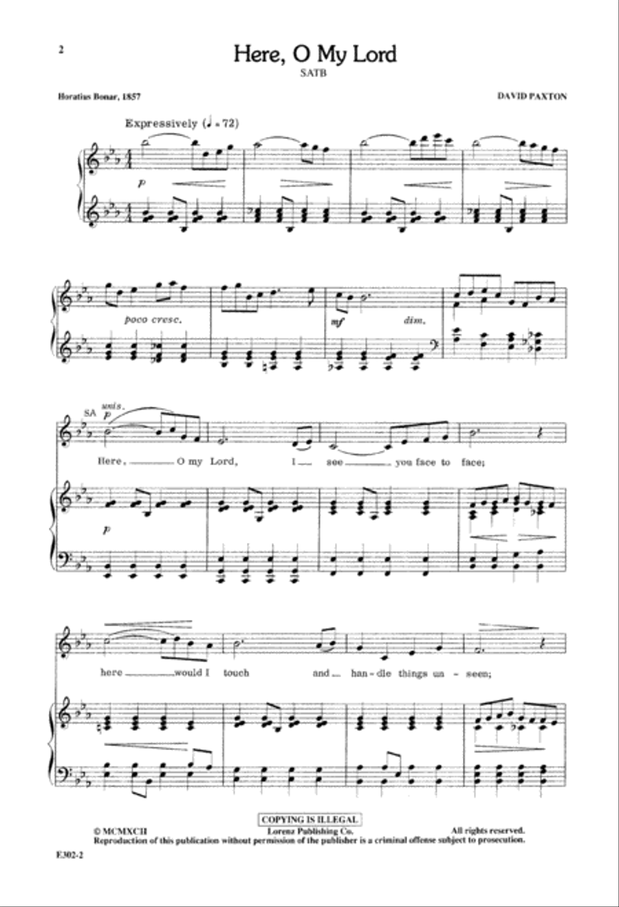 Here, O My Lord (Digital Download) 4-Part scores gallery preview page 2