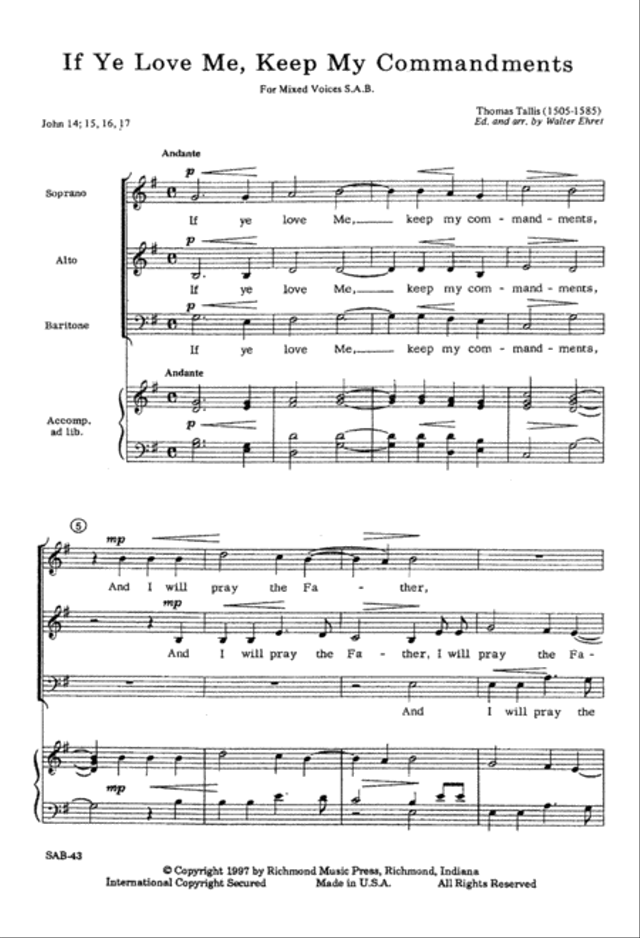 If Ye Love Me, Keep My Commandments - SAB (Digital Download) 3-Part scores gallery preview page 3