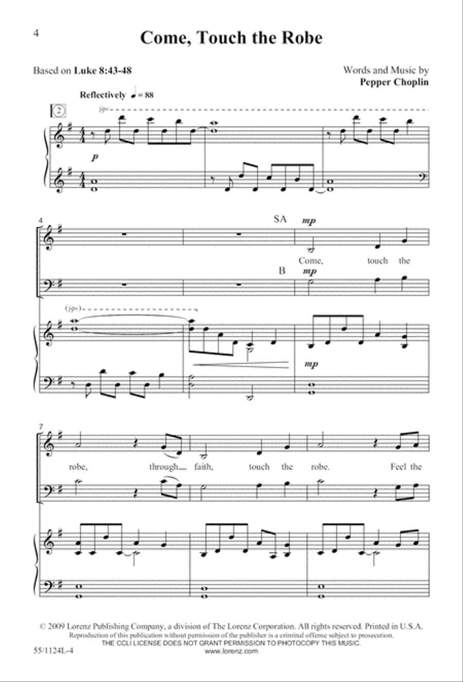Come, Touch the Robe (Digital Download) 3-Part scores gallery preview page 4