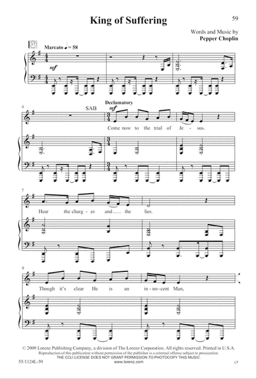Come, Touch the Robe (Digital Download) 3-Part scores gallery preview page 59