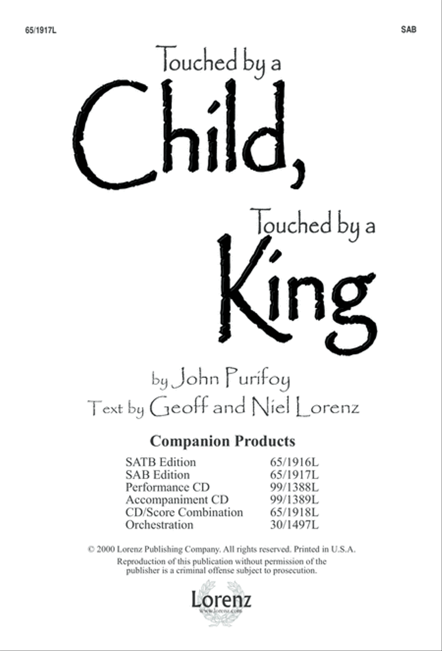 Touched by a Child, Touched by a King (Digital Download) 3-Part scores gallery preview page 1
