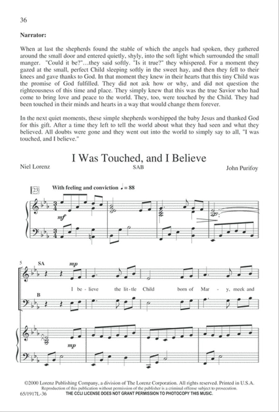 Touched by a Child, Touched by a King (Digital Download) 3-Part scores gallery preview page 36