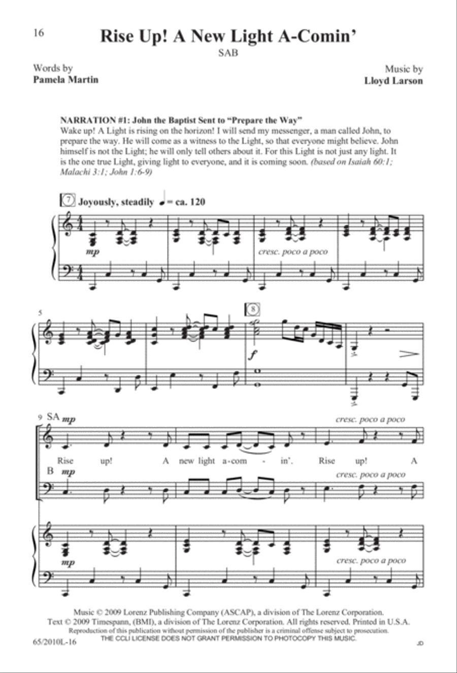 Rise Up! A New Light A-Comin' (Digital Download) 3-Part scores gallery preview page 16