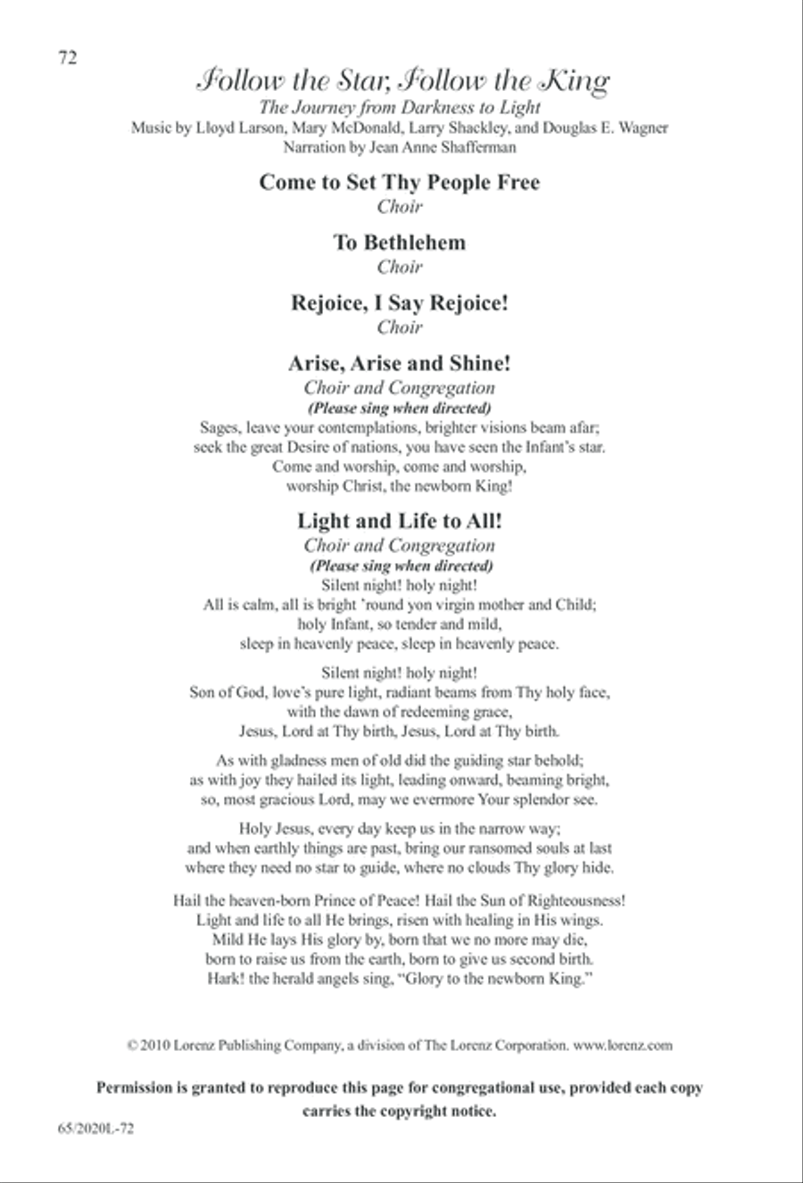 Follow the Star, Follow the King (Digital Download) 4-Part scores gallery preview page 72
