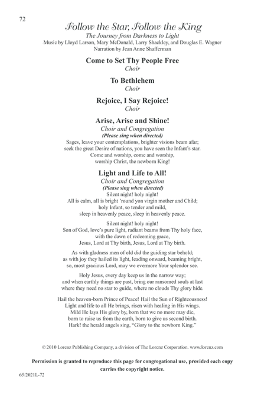 Follow the Star, Follow the King (Digital Download) 3-Part scores gallery preview page 72