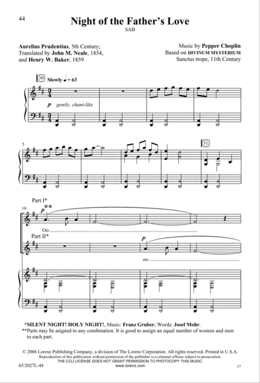 Night of the Father's Love (Digital Download) 3-Part scores gallery preview page 44