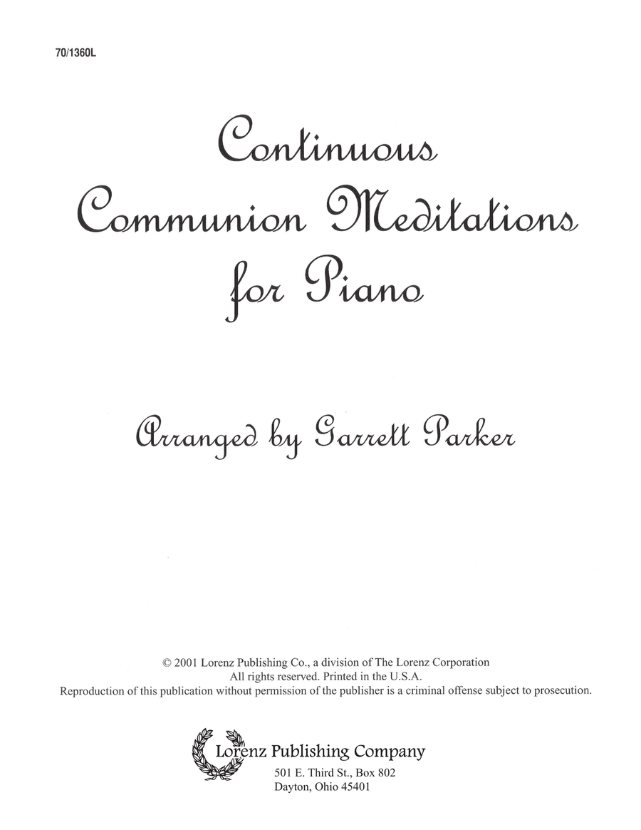 Continuous Communion Meditations for Piano (Digital Download) Piano Solo scores gallery preview page 1