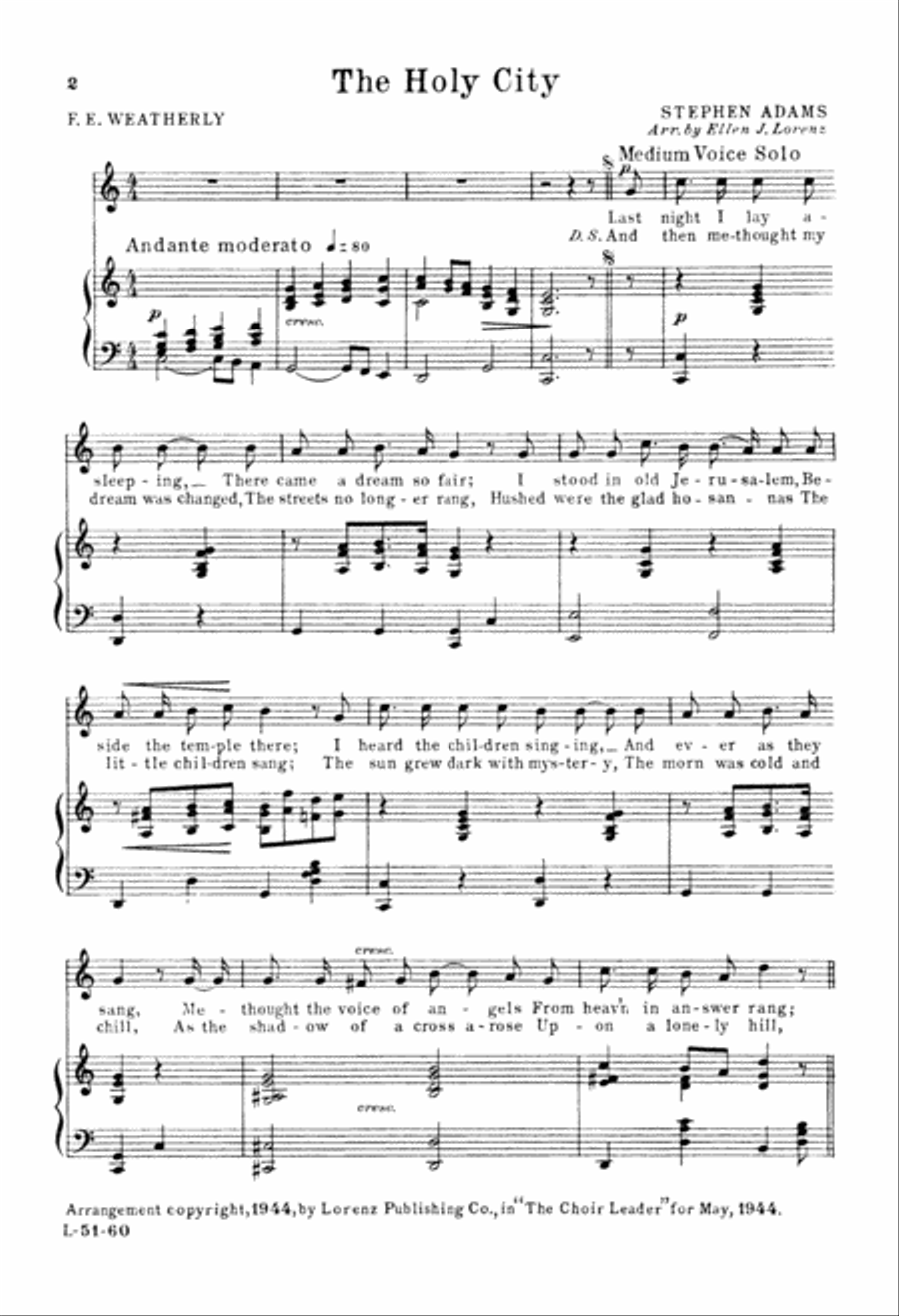 The Holy City (Digital Download) 4-Part scores gallery preview page 2