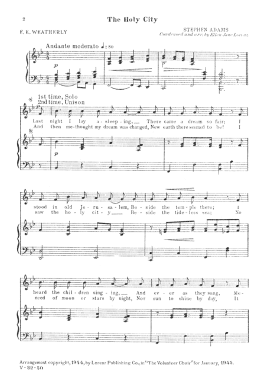 The Holy City (Digital Download) 4-Part scores gallery preview page 2