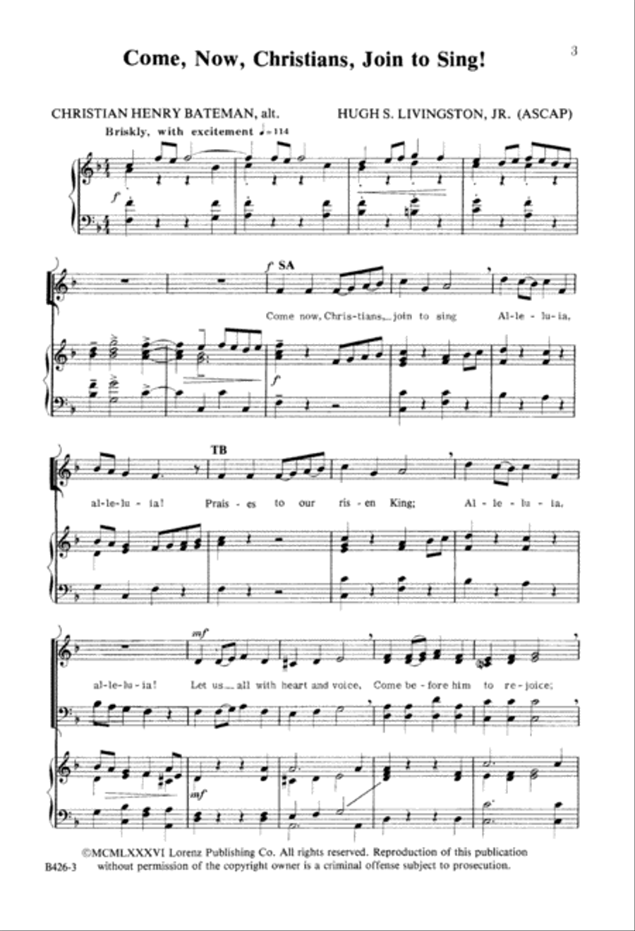 Come, Now Christians Join to Sing (Digital Download) 4-Part scores gallery preview page 3