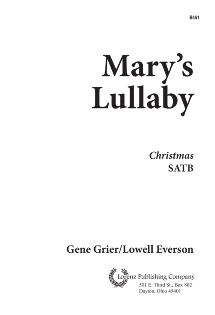 Mary's Lullaby (Digital Download) 4-Part scores gallery preview page 1