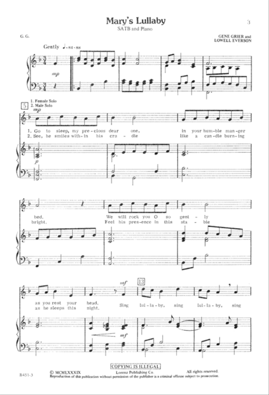 Mary's Lullaby (Digital Download) 4-Part scores gallery preview page 3