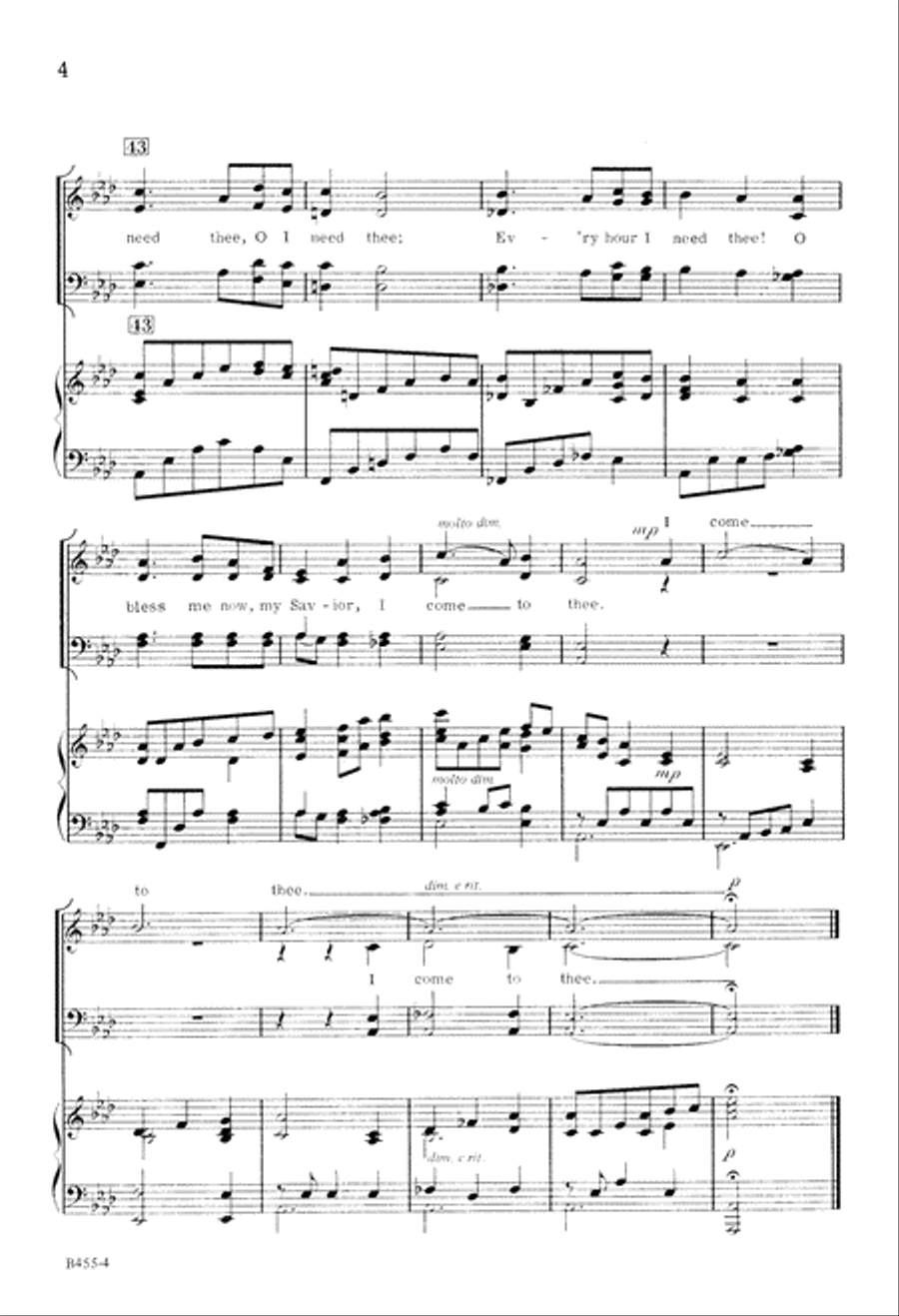 I Need Thee Every Hour (Digital Download) 4-Part scores gallery preview page 4
