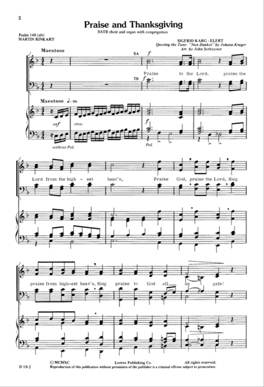 Praise and Thanksgiving (Digital Download) 4-Part scores gallery preview page 2