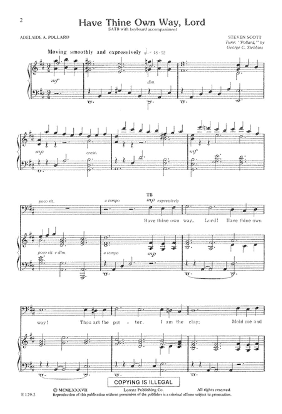 Have Thine Own Way, Lord (Digital Download) 4-Part scores gallery preview page 2