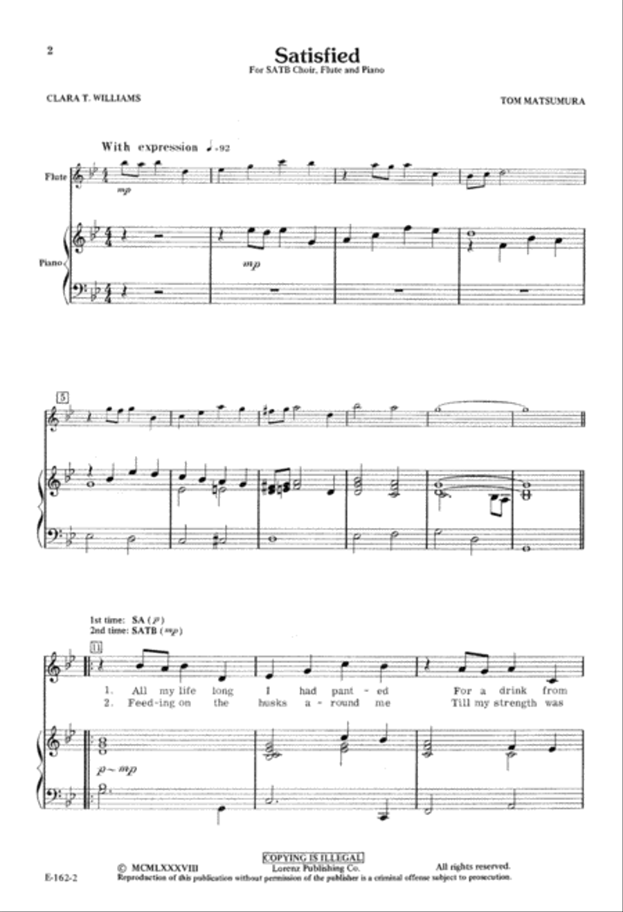 Satisfied (Digital Download) 4-Part scores gallery preview page 2