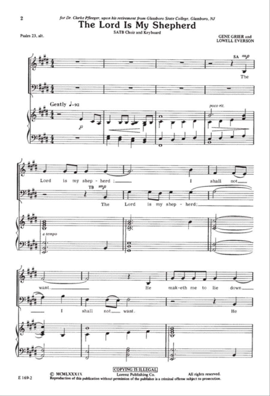 The Lord Is My Shepherd (Digital Download) 4-Part scores gallery preview page 2