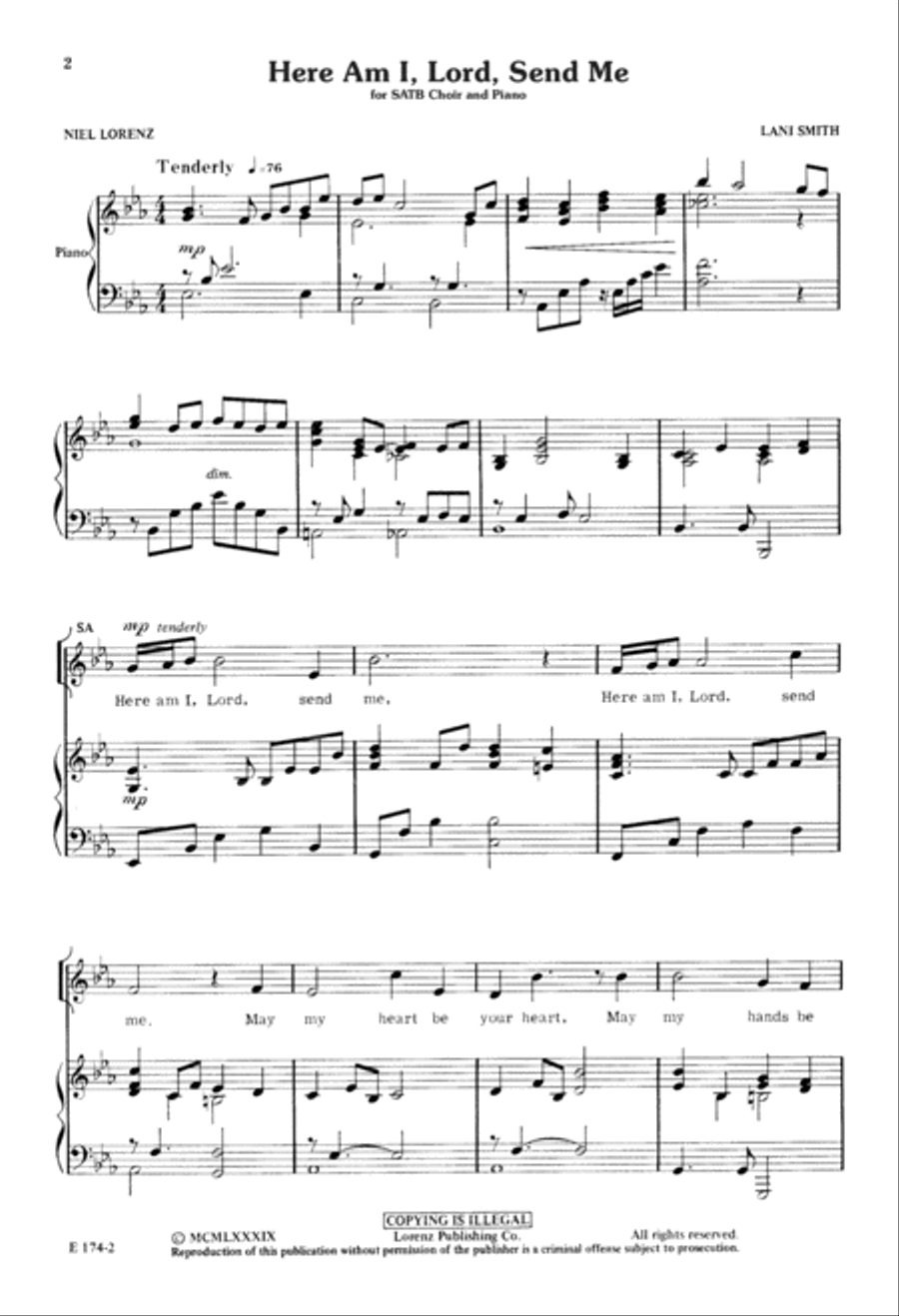 Here Am I, Lord, Send Me (Digital Download) 4-Part scores gallery preview page 2