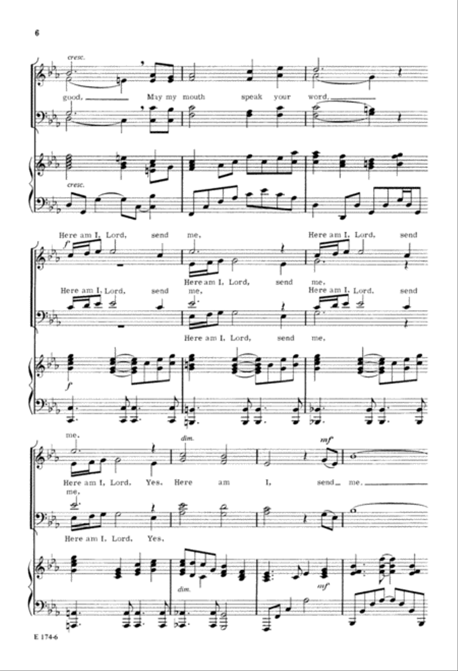 Here Am I, Lord, Send Me (Digital Download) 4-Part scores gallery preview page 6