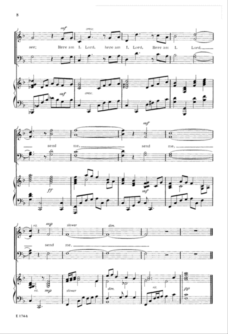 Here Am I, Lord, Send Me (Digital Download) 4-Part scores gallery preview page 8