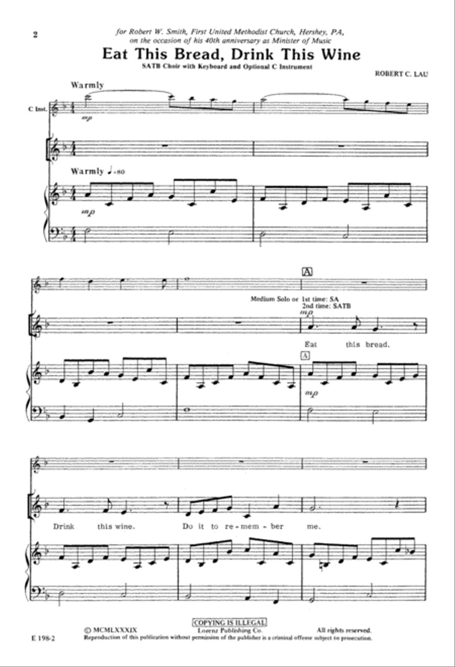 Eat This Bread, Drink This Wine (Digital Download) 4-Part scores gallery preview page 2