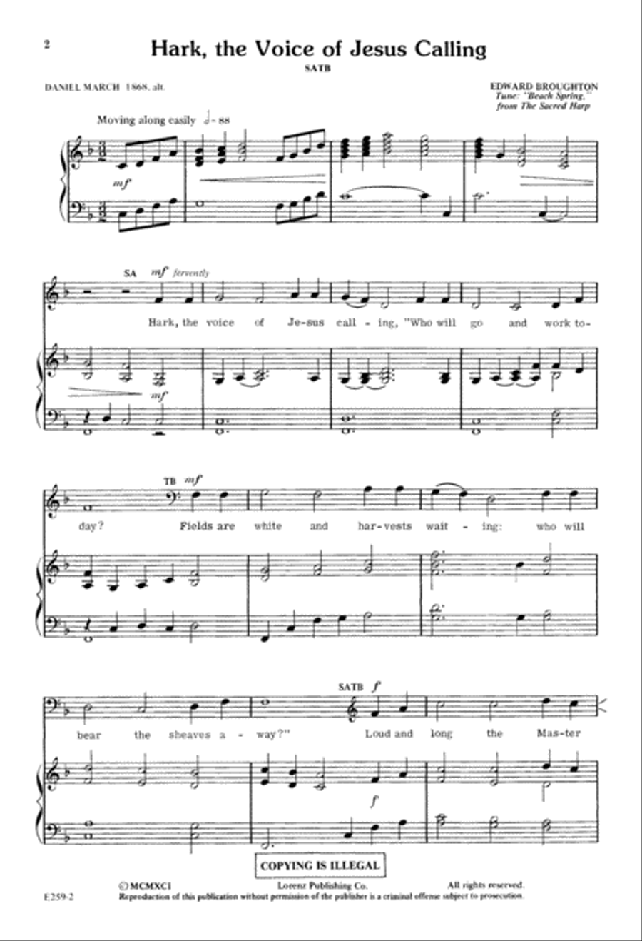 Hark! The Voice of Jesus Calling (Digital Download) 4-Part scores gallery preview page 2