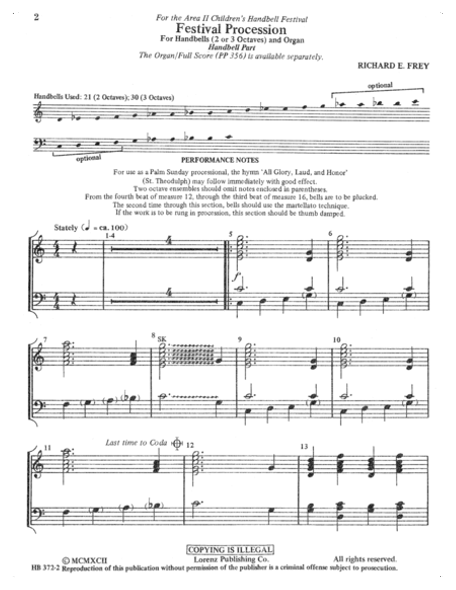 Festival Procession - Handbell (Digital Download) 3-Octaves scores gallery preview page 2