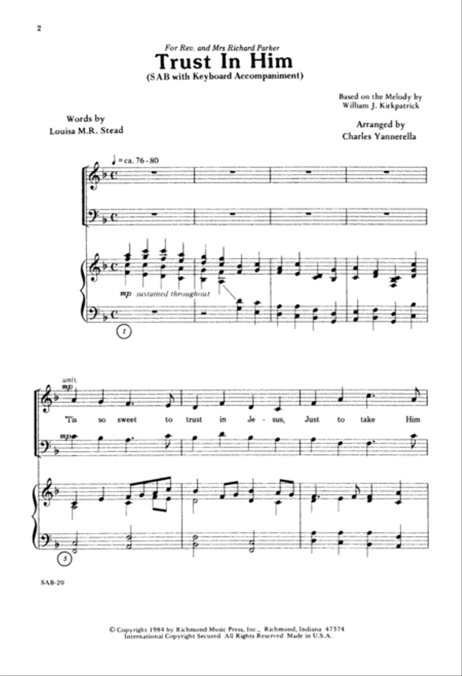 Trust In Him (Digital Download) 3-Part scores gallery preview page 2