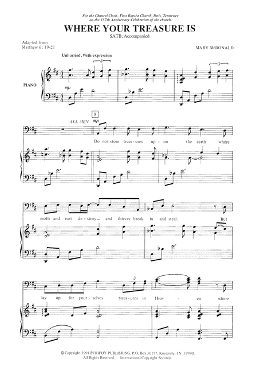 Where Your Treasure Is (Digital Download) 4-Part scores gallery preview page 2