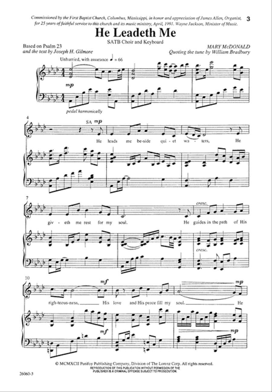 He Leadeth Me (Digital Download) 4-Part scores gallery preview page 3