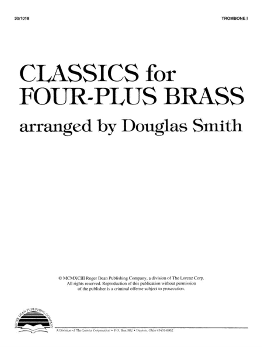 Classics for Four-Plus Brass - Trombone 1 Brass Ensemble scores gallery preview page 3