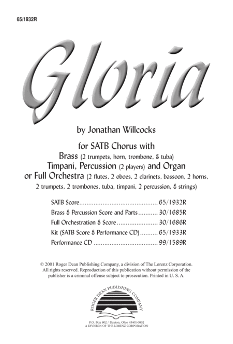Gloria (Digital Download) 4-Part scores gallery preview page 3