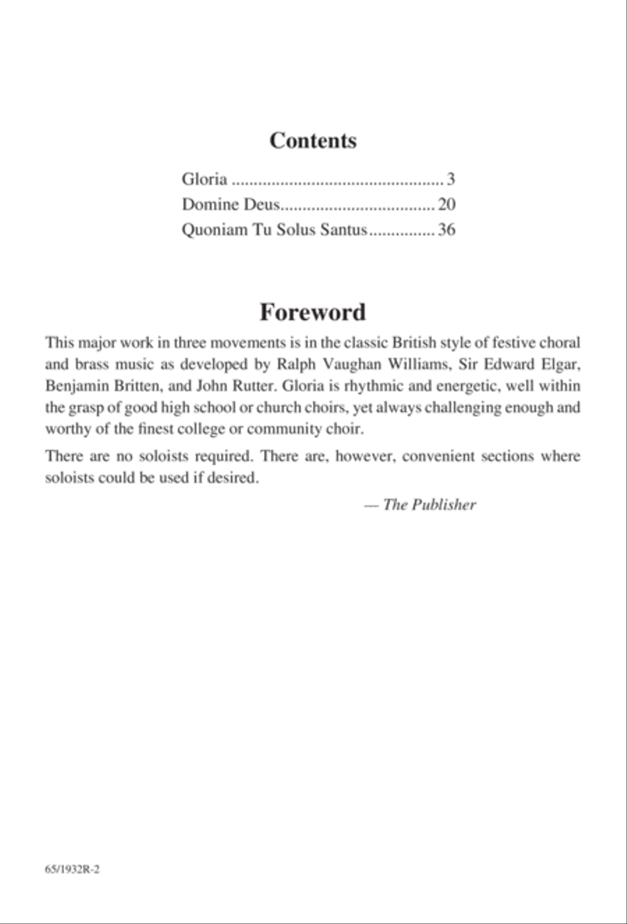 Gloria (Digital Download) 4-Part scores gallery preview page 4