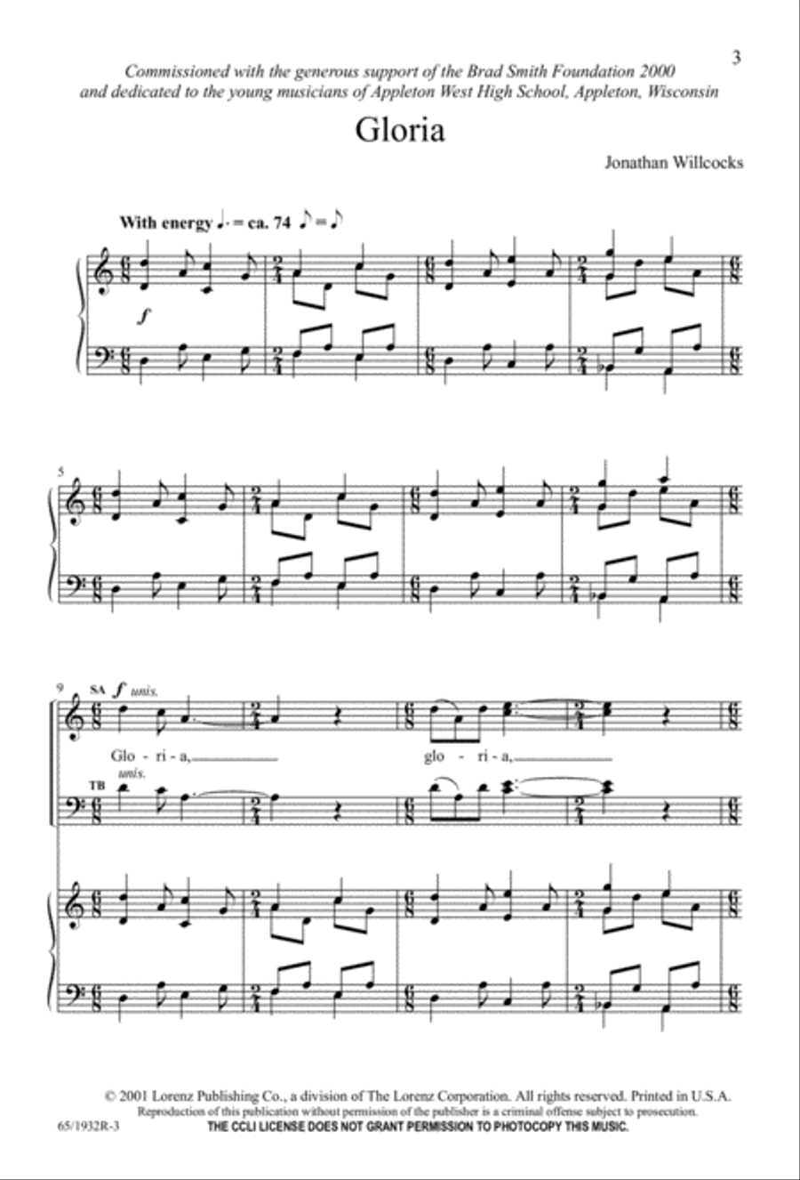 Gloria (Digital Download) 4-Part scores gallery preview page 5