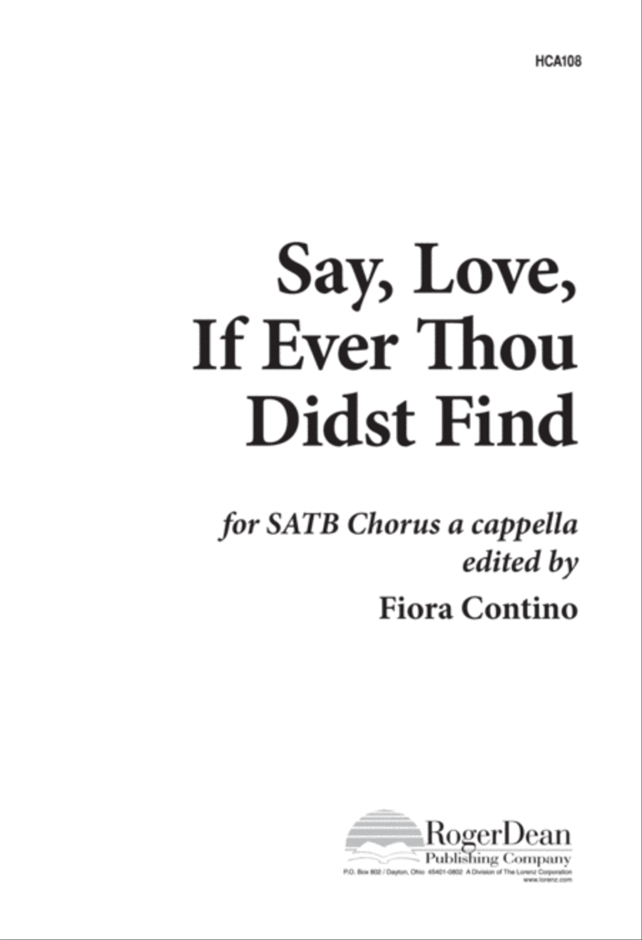 Say Love If Ever Thou Didst Find (Digital Download) by John Dowland 4-Part - Digital Sheet Music