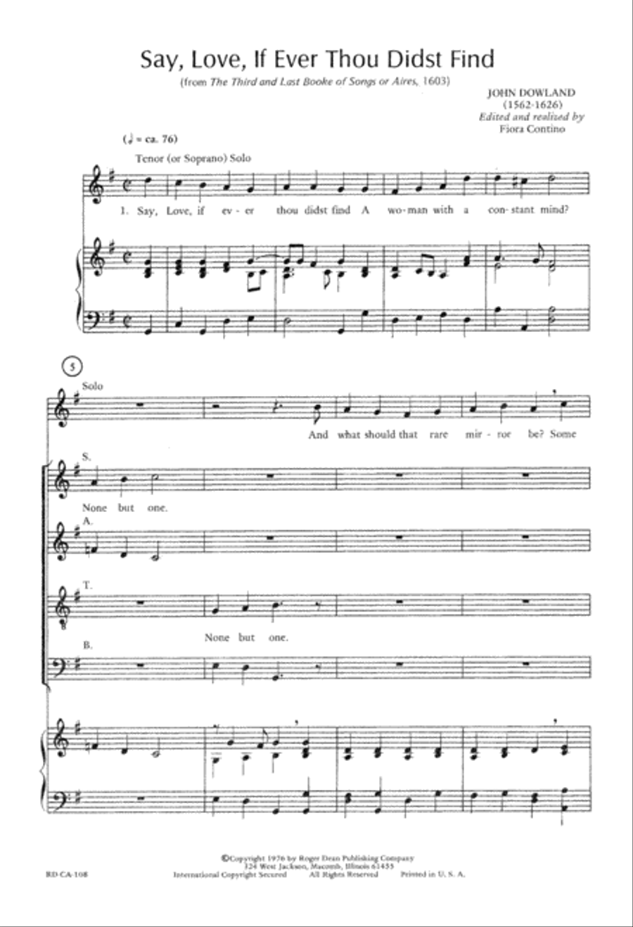 Say Love If Ever Thou Didst Find (Digital Download)