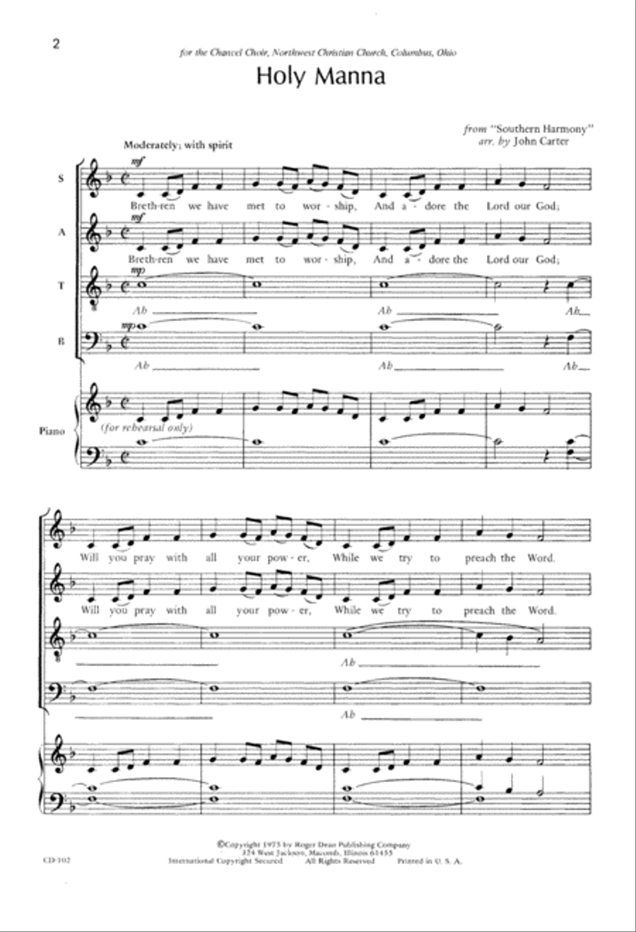 Holy Manna (Digital Download) 4-Part scores gallery preview page 2
