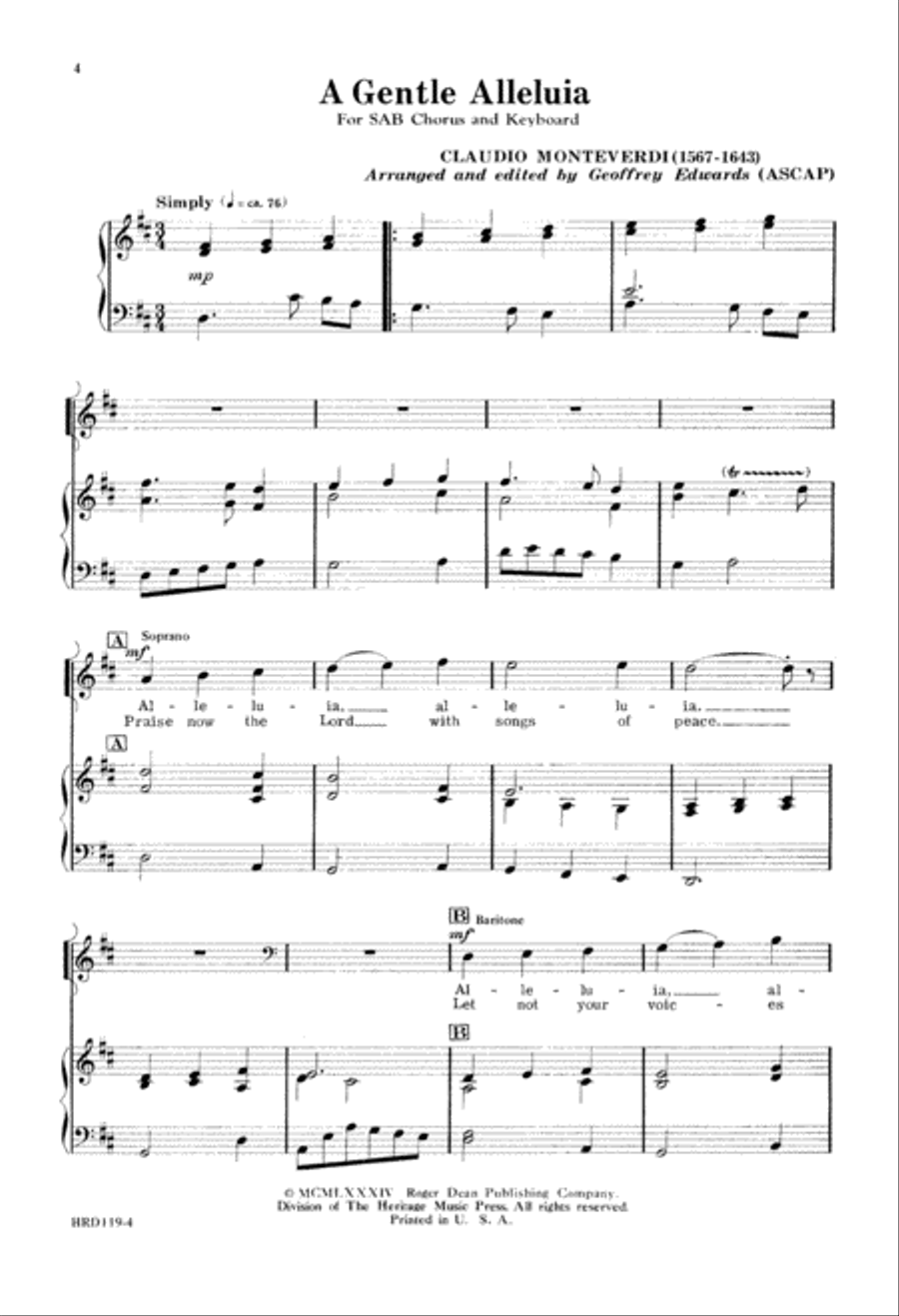 A Gentle Alleluia (Digital Download) 3-Part scores gallery preview page 4