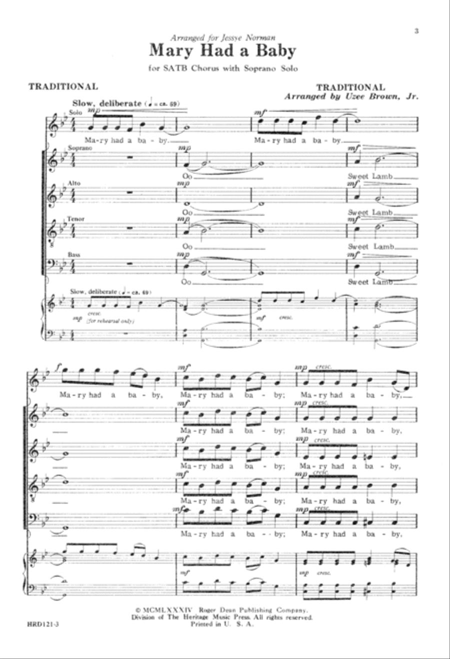 Mary Had a Baby (Digital Download) 4-Part scores gallery preview page 3