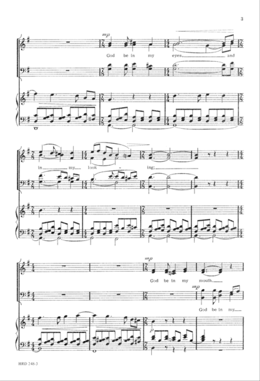 God Be In My Head (Digital Download) 4-Part scores gallery preview page 3